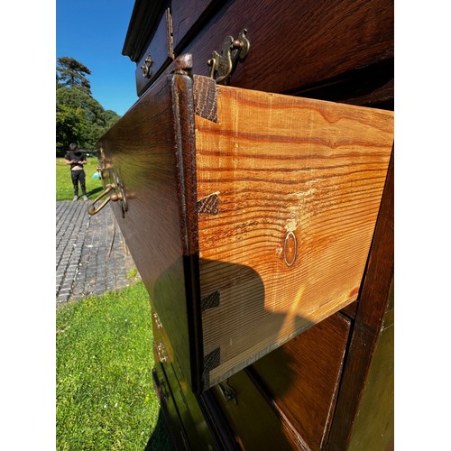 698 - A 18th century Georgian chest-on-chest in oak, good original colour and patina, top half two over fo... 