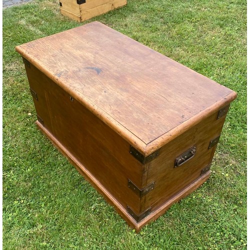 934 - A large 19th century metal bound blanket box in original stained patina / All lots are located at Th... 