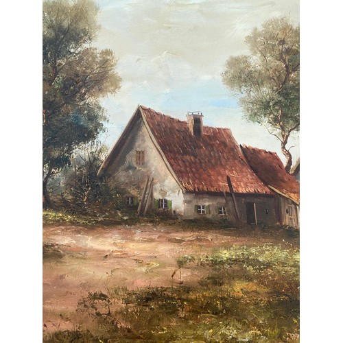 942 - An accomplished oil painting of a countryside scene in ornate gilt frame / All lots are located at T... 