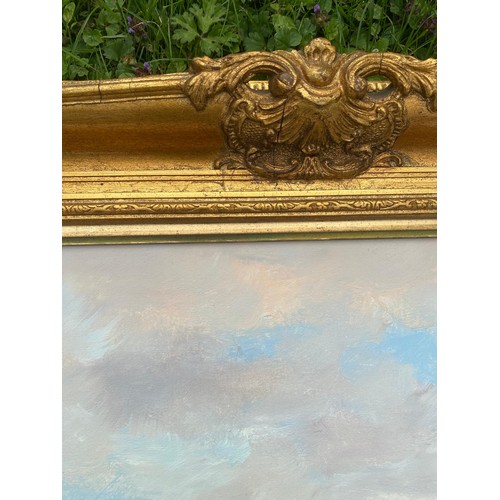 942 - An accomplished oil painting of a countryside scene in ornate gilt frame / All lots are located at T... 