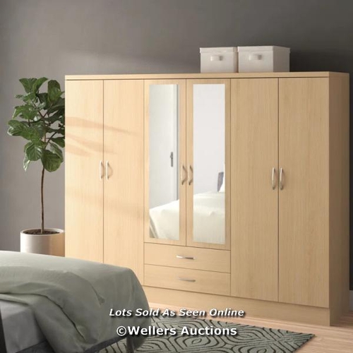 8138 - ZIPCODE DESIGN CASCIO 6 DOOR WARDROBE / FINISH: OAK EFFECT / RRP: 356.99 / APPEARS TO BE NEW, POSSIB... 