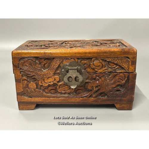 16 - A Chinese carved box with brass fittings, 22.5 x 13 x 12cm / AN4