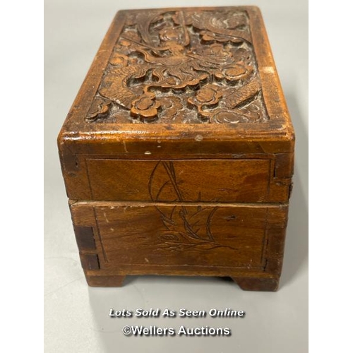 16 - A Chinese carved box with brass fittings, 22.5 x 13 x 12cm / AN4