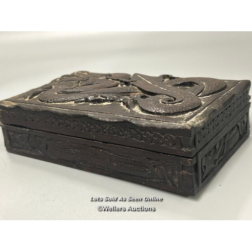 17 - Two Chinese carved wooden boxes largest, 20 x 6 x 13cm / AN4