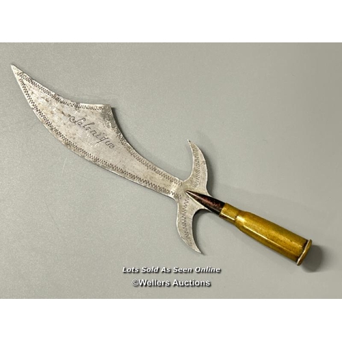 40 - A sword shaped letter opener made from Duralumin from the wreckage of the LZ85/LZ55 zeppelin which c... 