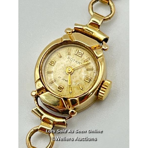 300 - A ladies gold cased Rotary cocktail watch on articulated brick link bracelet, hallmarked 1961. Gross... 