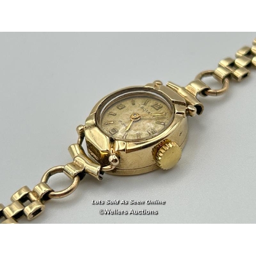 300 - A ladies gold cased Rotary cocktail watch on articulated brick link bracelet, hallmarked 1961. Gross... 