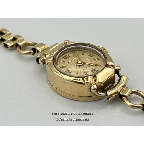 300 - A ladies gold cased Rotary cocktail watch on articulated brick link bracelet, hallmarked 1961. Gross... 