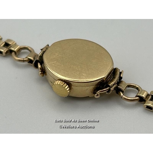 300 - A ladies gold cased Rotary cocktail watch on articulated brick link bracelet, hallmarked 1961. Gross... 