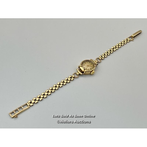 300 - A ladies gold cased Rotary cocktail watch on articulated brick link bracelet, hallmarked 1961. Gross... 