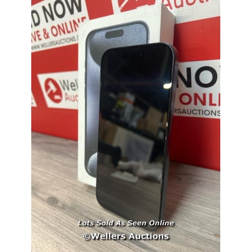 8539 - APPLE IPHONE 15 PRO 128GB SIM FREE MOBILE PHONE IN BLUE TITANIUM, MTVG3ZD/A / POWERS UP / ICLOUD UNL... 