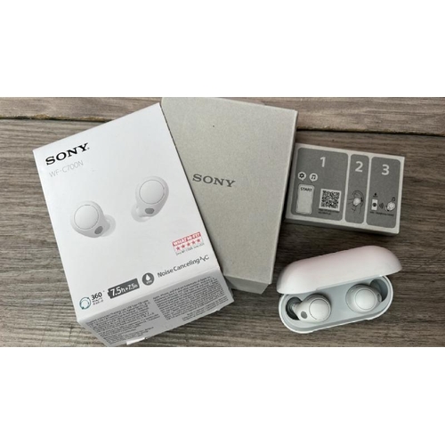 8523 - SONY WF-C700N NOISE CANCELLING IN-EAR HEADPHONES / POWERS UP, CONNECTS & PLAYS MUSIC / WITH BOX / MI... 