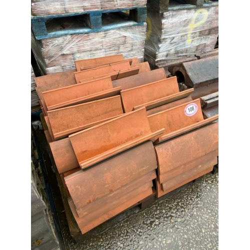 108 - Pallet of approx. x75 terracotta ridge roof tiles, each measures 44.5cm l