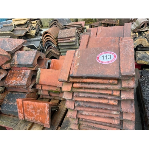 113 - Pallet of approx. x50 assorted terracotta ridge tiles, sizes and styles vary