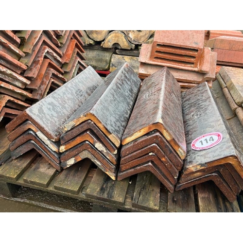 114 - Pallet of x24 salt glazed and vented ridge tiles, sizes and styles vary