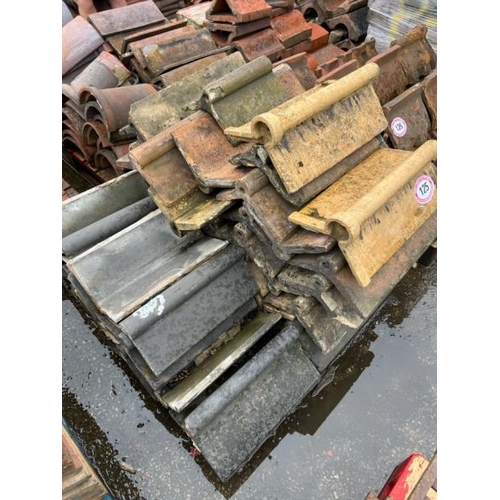 125 - Pallet of approx. x45 roll top ridge tiles, sizes and styles vary