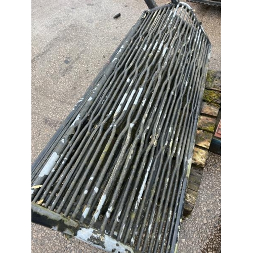 127 - X3 heavy galvanised and painted park benches, measures 185cm w x 120cm h