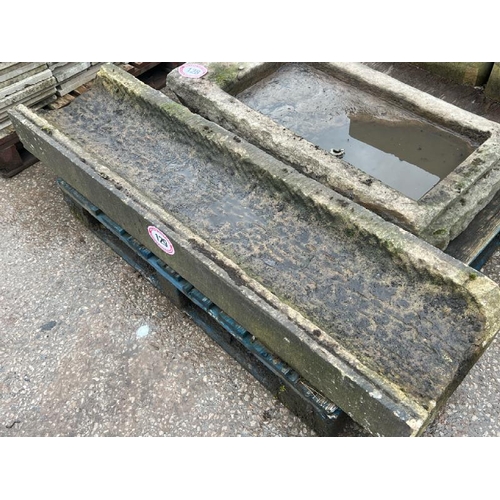 129 - Yorkstone drainage channel component, measures 15 h x 158 l x 42cm w