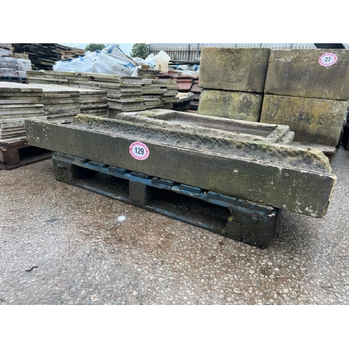 129 - Yorkstone drainage channel component, measures 15 h x 158 l x 42cm w