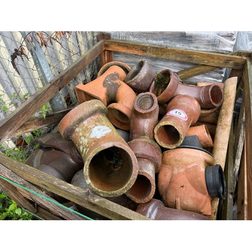 15 - A large quantity of salt glazed and terracotta pipework and components, various measurements and sty... 