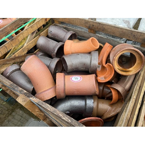 16 - A large quantity of salt glazed and terracotta pipework and components, various measurements and sty... 