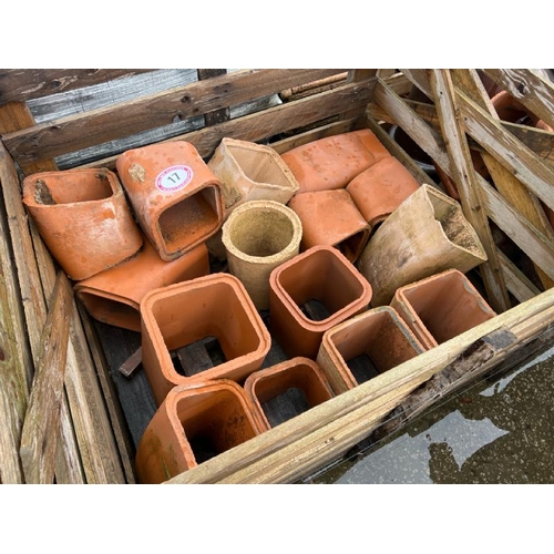 17 - Crate of x15 mixed salt-glazed and terracotta drainage components, various measurements and styles