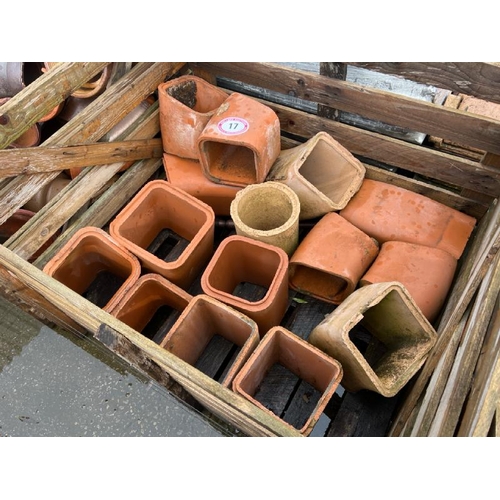 17 - Crate of x15 mixed salt-glazed and terracotta drainage components, various measurements and styles