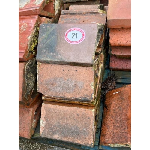 21 - Pallet of x10 pieces of salt glazed triangular copings, measures approx. 30cm l