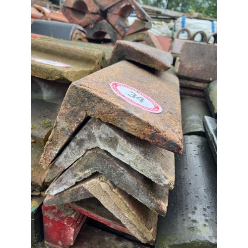 34 - Approx. x14 salt glazed ridge roof tiles, sizes vary, approx. 60cm l