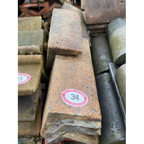 34 - Approx. x14 salt glazed ridge roof tiles, sizes vary, approx. 60cm l