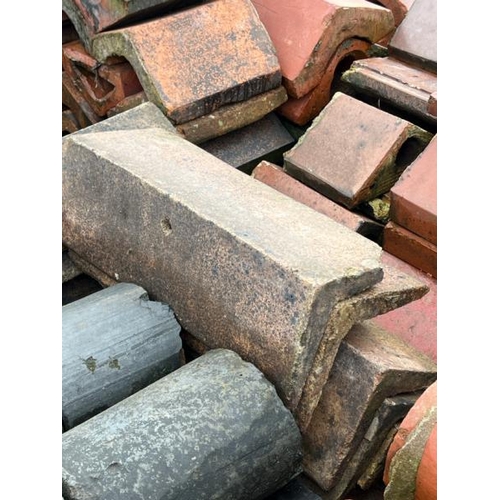 34 - Approx. x14 salt glazed ridge roof tiles, sizes vary, approx. 60cm l