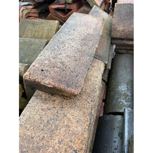 34 - Approx. x14 salt glazed ridge roof tiles, sizes vary, approx. 60cm l