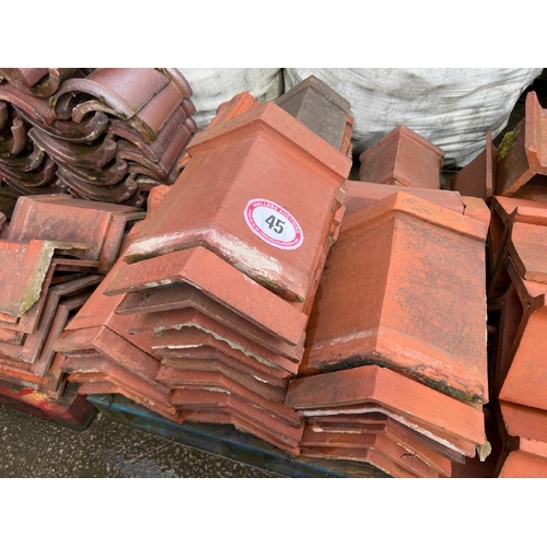 45 - Approx. x75 terracotta ridge tiles, heights, angles and styles vary