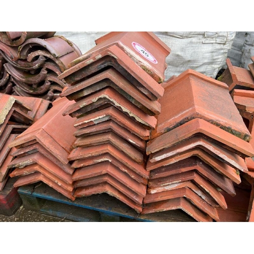 45 - Approx. x75 terracotta ridge tiles, heights, angles and styles vary