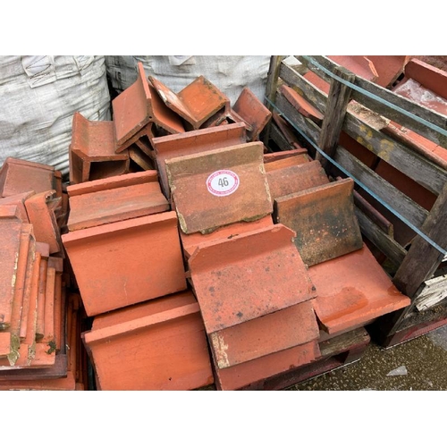 46 - Approx. x50 terracotta ridge tiles. Sizes and styles vary, roughly 30cm l