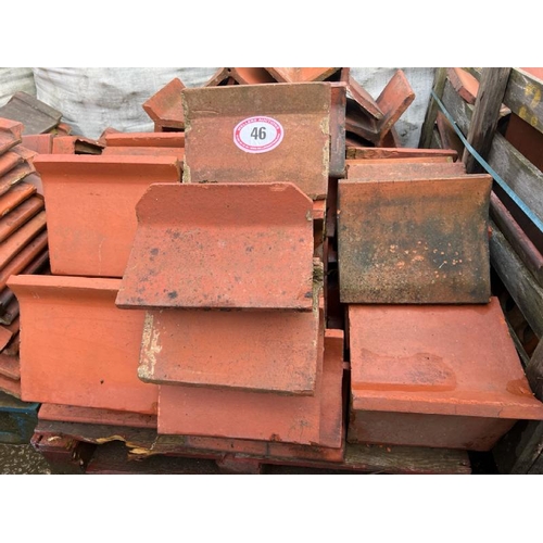 46 - Approx. x50 terracotta ridge tiles. Sizes and styles vary, roughly 30cm l