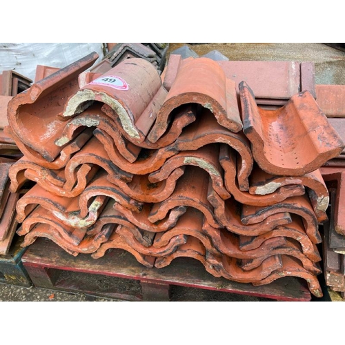 49 - Approx. x30 half round terracotta roof tiles, measures approx. 35cm l