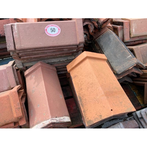 50 - Approx. x35 mixed salt glazed and terracotta ridge tiles, sizes and angles may vary