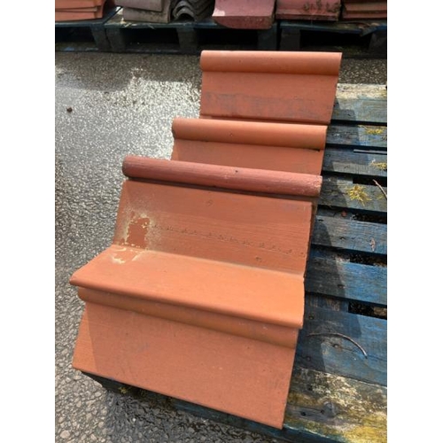 53 - X7 terracotta roll top ridge tiles, measures approx. 45cm l