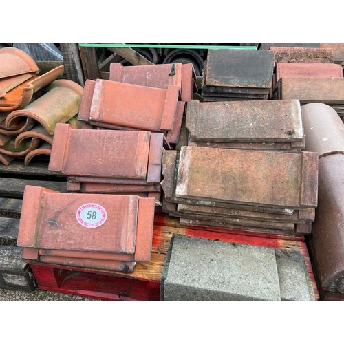 58 - Pallet of approx. x40 assorted ridge tiles, sizes and angles vary