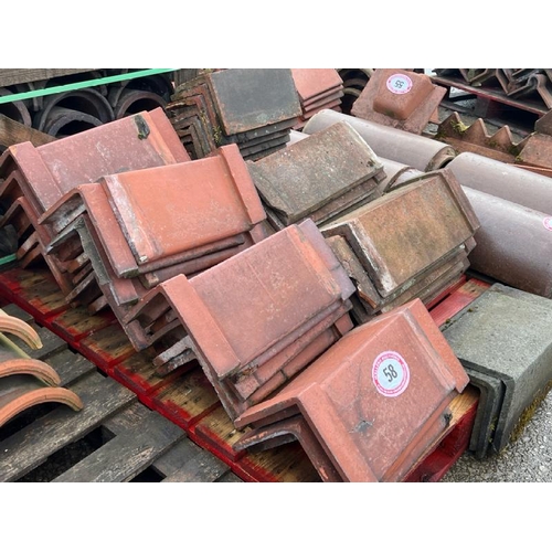 58 - Pallet of approx. x40 assorted ridge tiles, sizes and angles vary