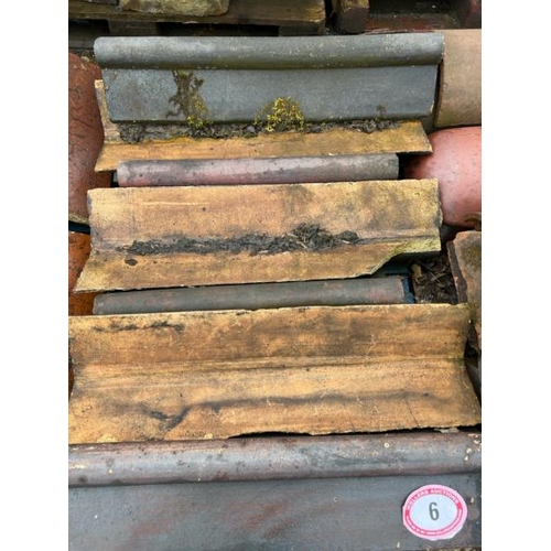 6 - Pallet of x8 blue roll-top roof tiles, each measures 30.5