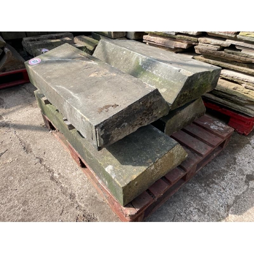 677 - x4 pieces of stone coping, largest 101cm long