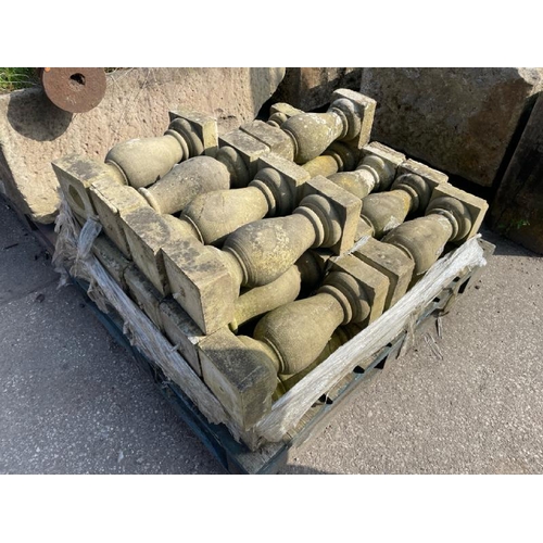 693 - Approx. x19 stone ballustrade spindles, each approx. 46cm high