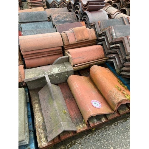 85 - Pallet of approx. x20 assorted decorative ridge tiles, sizes and styles vary