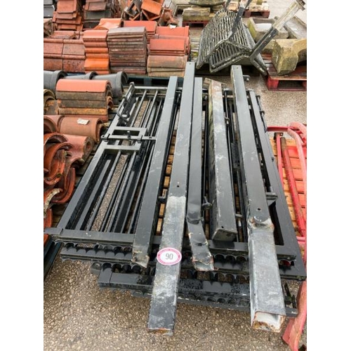 90 - A large set of galvanised park gates, measures approx. 6ft l x 4ft w, posts are damaged