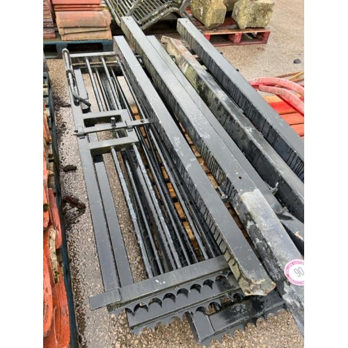 90 - A large set of galvanised park gates, measures approx. 6ft l x 4ft w, posts are damaged