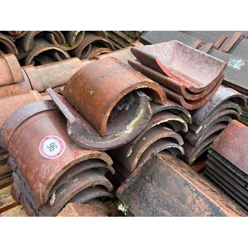 96 - Approx. x15 half round salt glazed roof tiles, various sizes