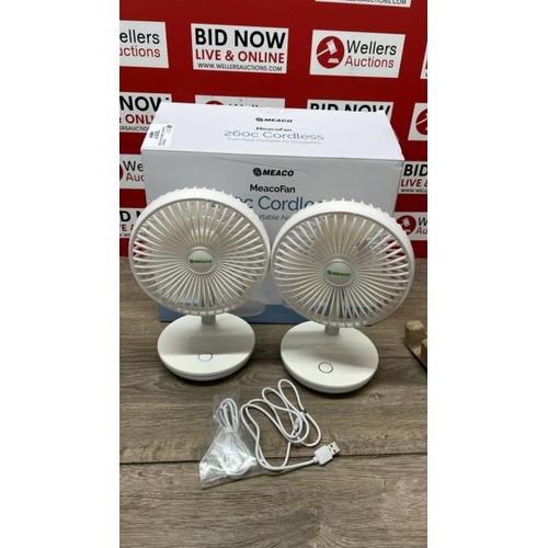 8051 - MEACOFAN 260C RECHARGEABLE PORTABLE FAN TWIN PACK / MINIMAL SIGNS OF USE / ONE NOT POWERING UP / B2