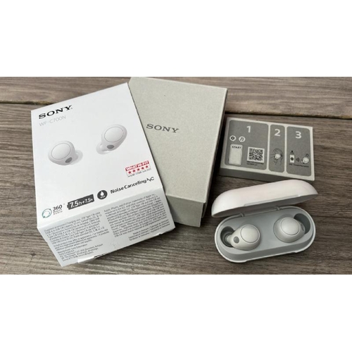 8523 - SONY WF-C700N NOISE CANCELLING IN-EAR HEADPHONES / POWERS UP, CONNECTS & PLAYS MUSIC / WITH BOX / MI... 